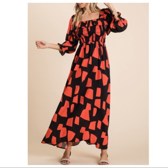 ✨LAST ONE✨Woven Fabric Geo Print Maxi Dress - Picture 2 of 6